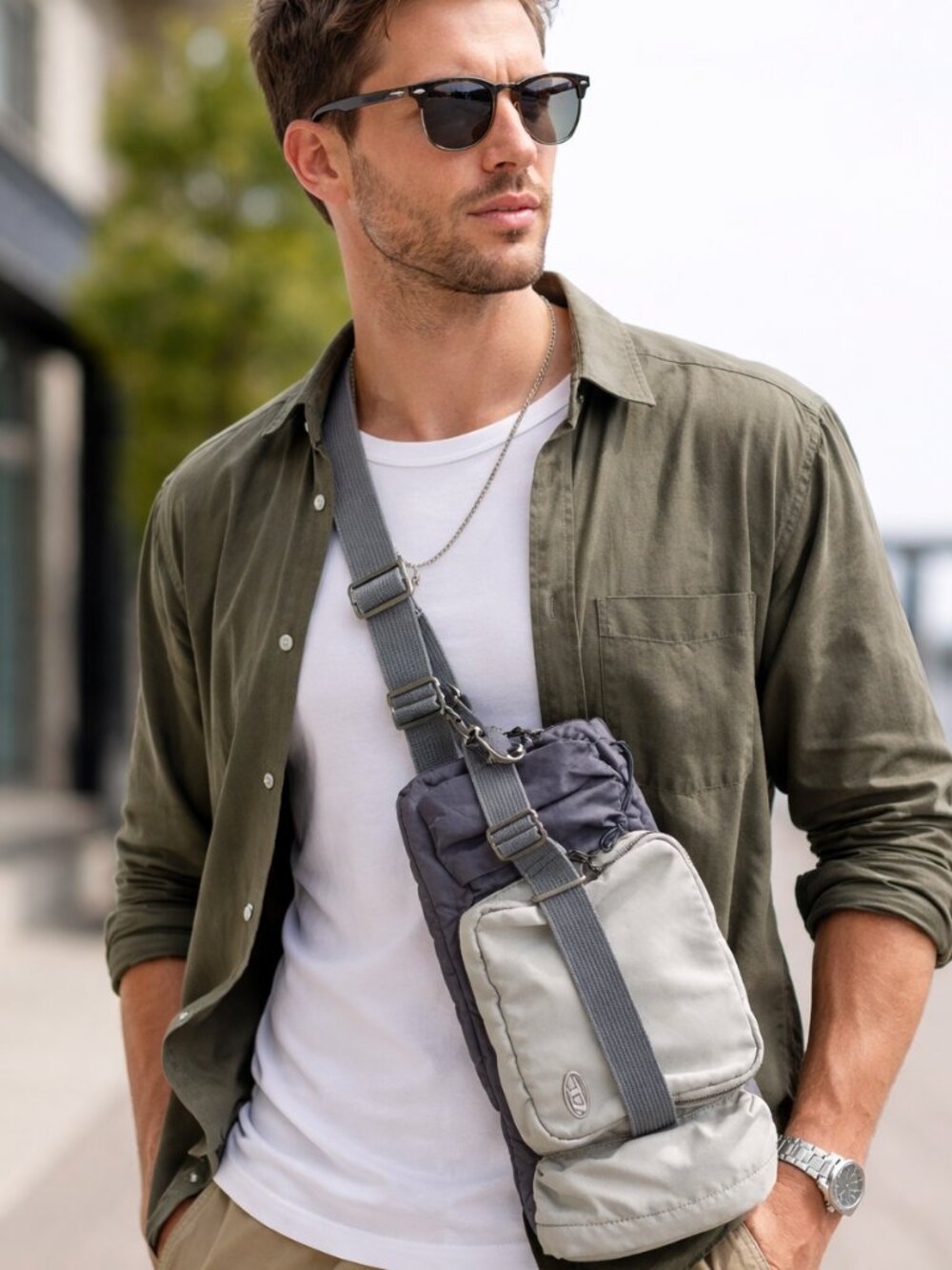 DIESEL Blue Utility Crossbody Pouch In T6030